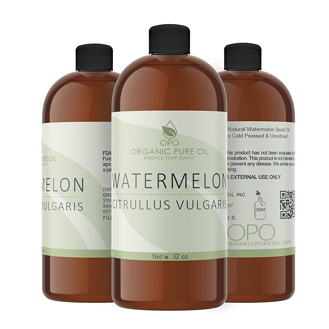 Watermelon Seed Oil - 32 oz - 100% Pure, Unrefined, All Natural, Non GMO, Bulk, Organically
