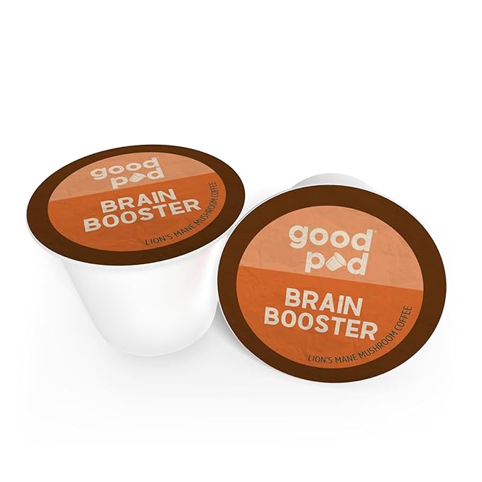 goodPOD Brain Booster Single Serve Coffee K Cup Pods, Organic Arabica Coffee with Lions Mane