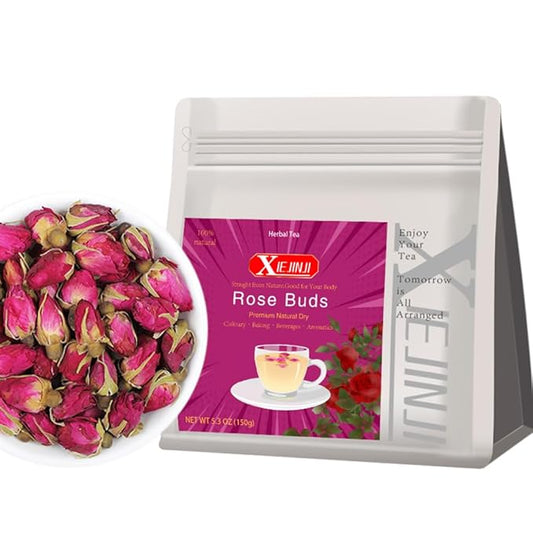 XIEJINJI Rose Tea - 100% Pure Loose Dried Rose Buds(5.3oz/150g) - Food Grade Natural Herbal Tea