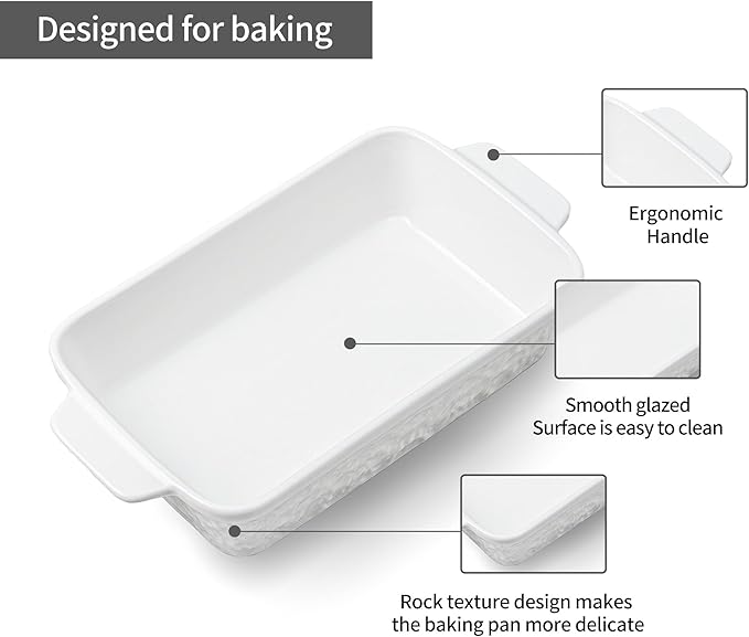 Casserole Dishes for Oven, Baking Dishes, Ceramic Bakeware Sets of 4, Rectangular Baking Pan Set