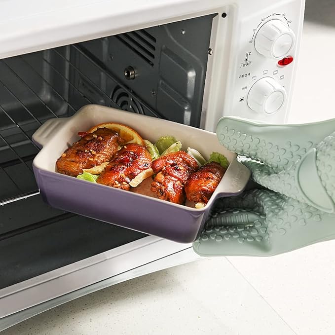Sweejar Ceramic Baking Dish, Rectangular Small Baking Pan with Double Handles, 20 Oz for Cooking