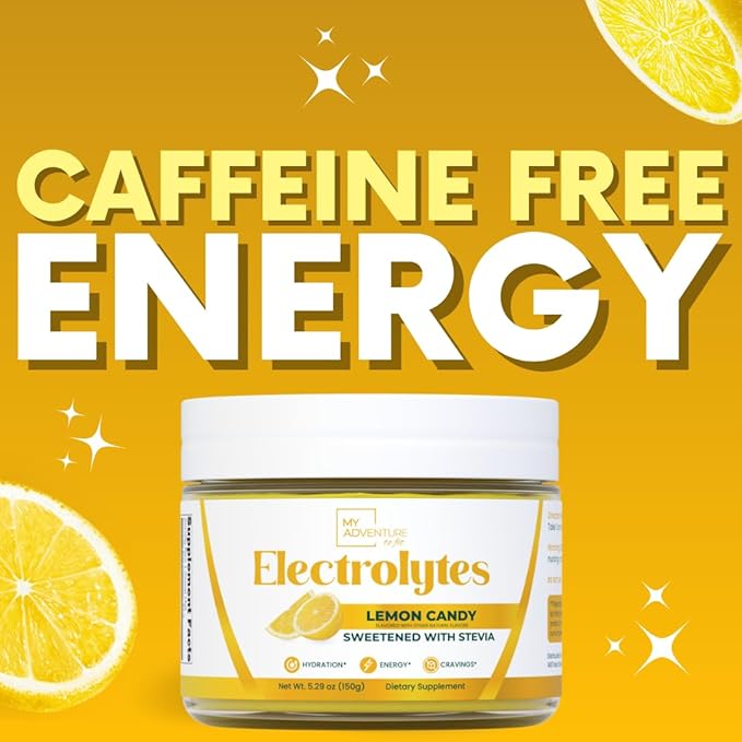 Zero Sugar - Lemon Candy Electrolytes Powder - Refreshing Hydration - Caffeine Free Energy with All