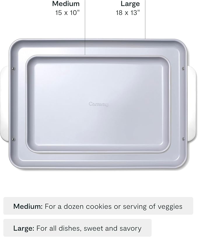 Caraway Non-Stick Ceramic Baking Sheet Duo - Naturally Slick Ceramic Coating - Non-Toxic, PTFE &