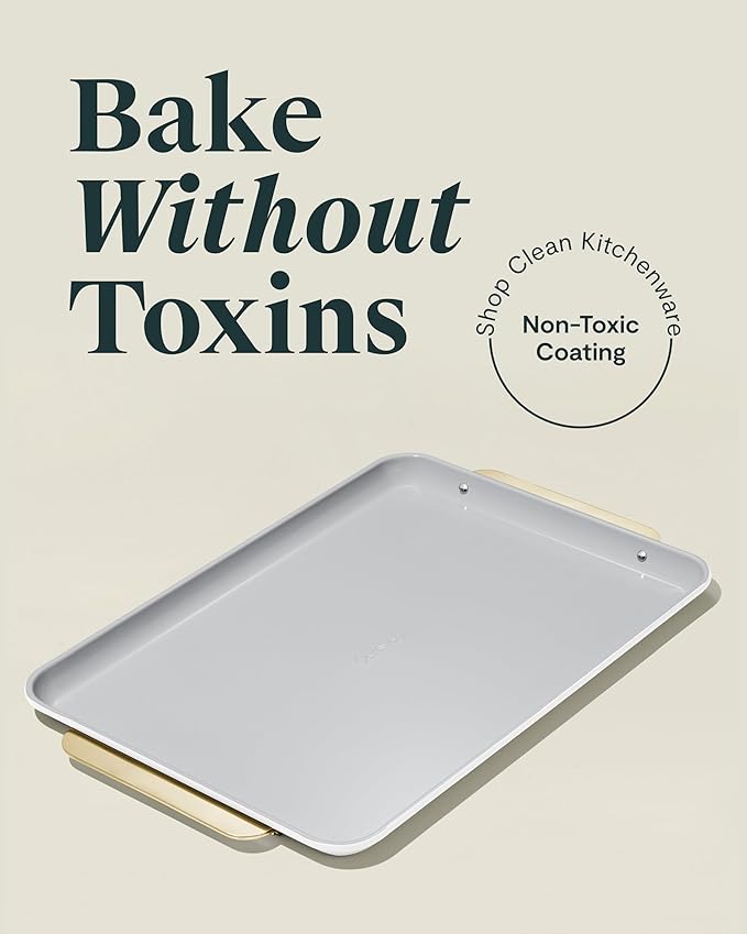 Caraway Non-Stick Ceramic Large Baking Sheet Duo - Naturally Slick Ceramic Coating - Non-Toxic