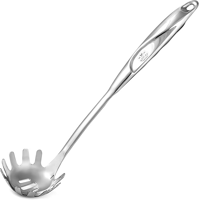 Zulay Kitchen Premium Stainless Steel Spaghetti Server ??Pasta Fork with Teeth ??Easy to Use &