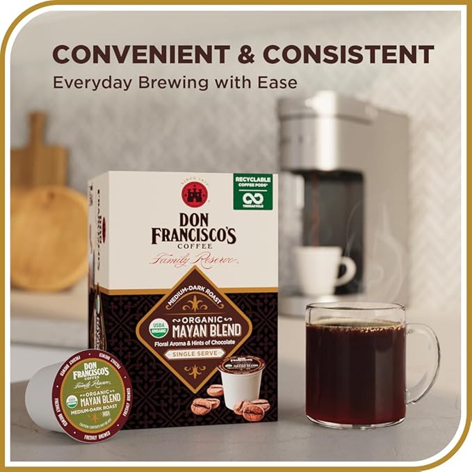 Don Francisco's Organic Mayan Blend Coffee - 100 K-Cup Compatible Single-Serve Pods - 100% Arabica