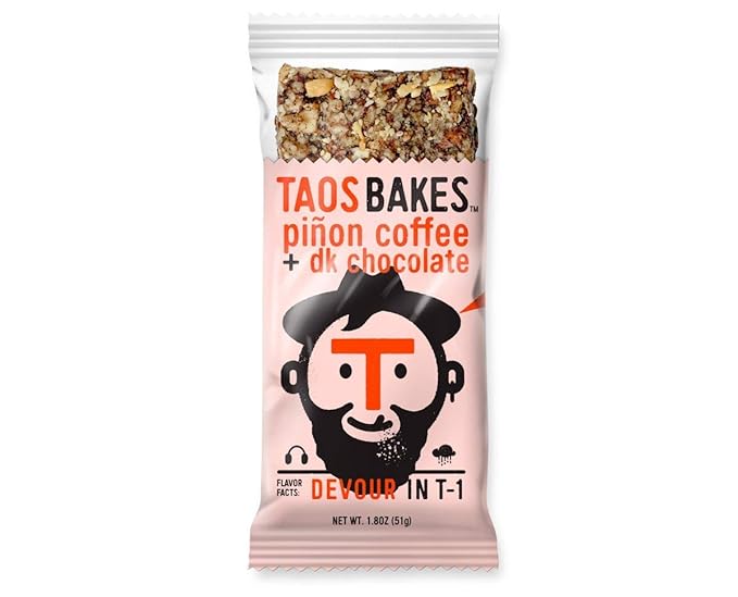 Taos Bakes Snack Bars - Piñon Coffee + Dark Chocolate - Gluten Free, Non-GMO Healthy Granola Bars