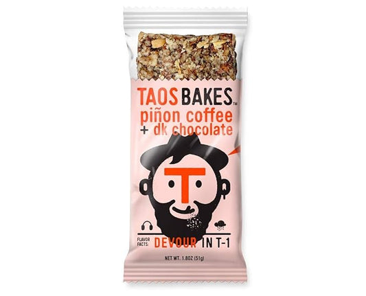 Taos Bakes Snack Bars - Piñon Coffee + Dark Chocolate - Gluten Free, Non-GMO Healthy Granola Bars