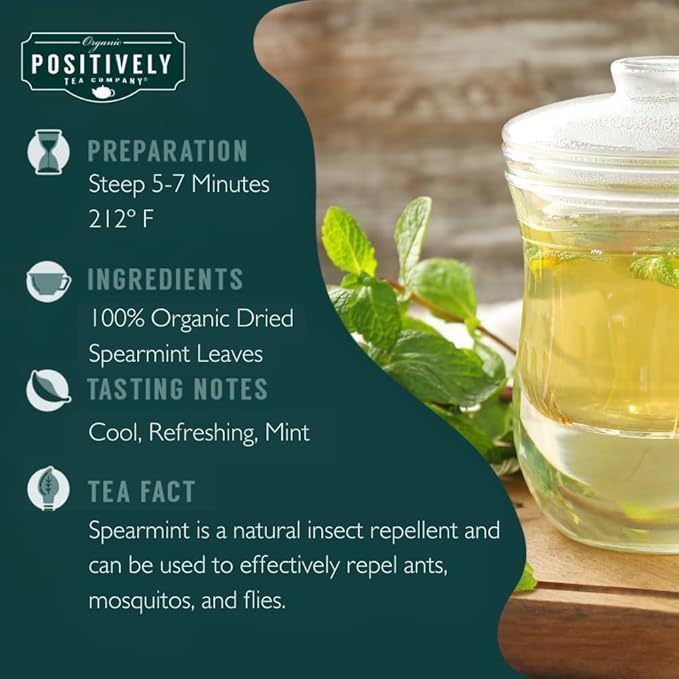 Organic Positively Tea Company, Spearmint Leaf Herbal Tea, Loose Leaf, 4 Ounce