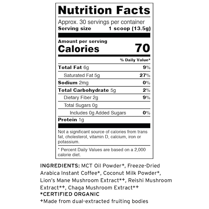 Terrasoul Superfoods Organic Cognitive Mushroom Coffee, 30 Servings, 14.29 Oz, Energize Your