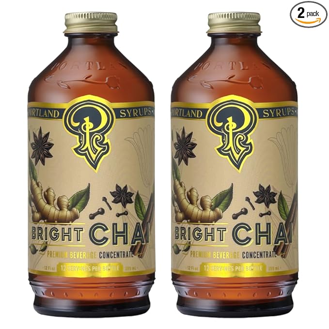 Portland Syrups Bright Chai Syrup - For Coffee, Cocktails, Mocktails & Sodas - Premium Concentrate