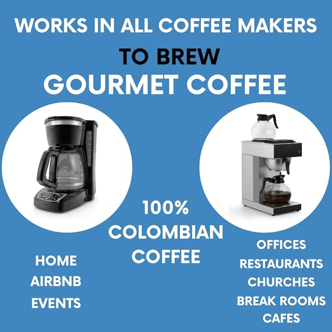 Ground Coffee | Colombian Medium Roast Low Acid Mold Free Pouches | Bulk Packets | Gourmet