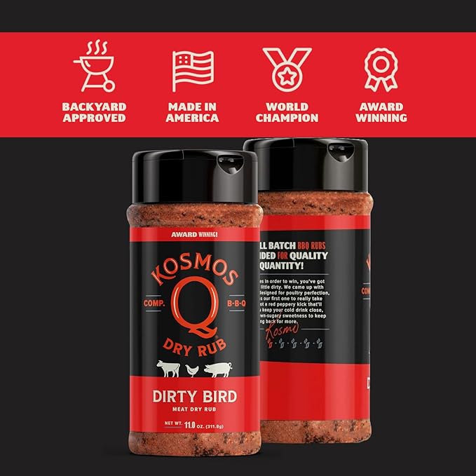 Kosmos Q Dirty Bird BBQ Dry Rub, Sweet and Spicy Seasoning with Brown Sugar, Red Pepper, Garlic &