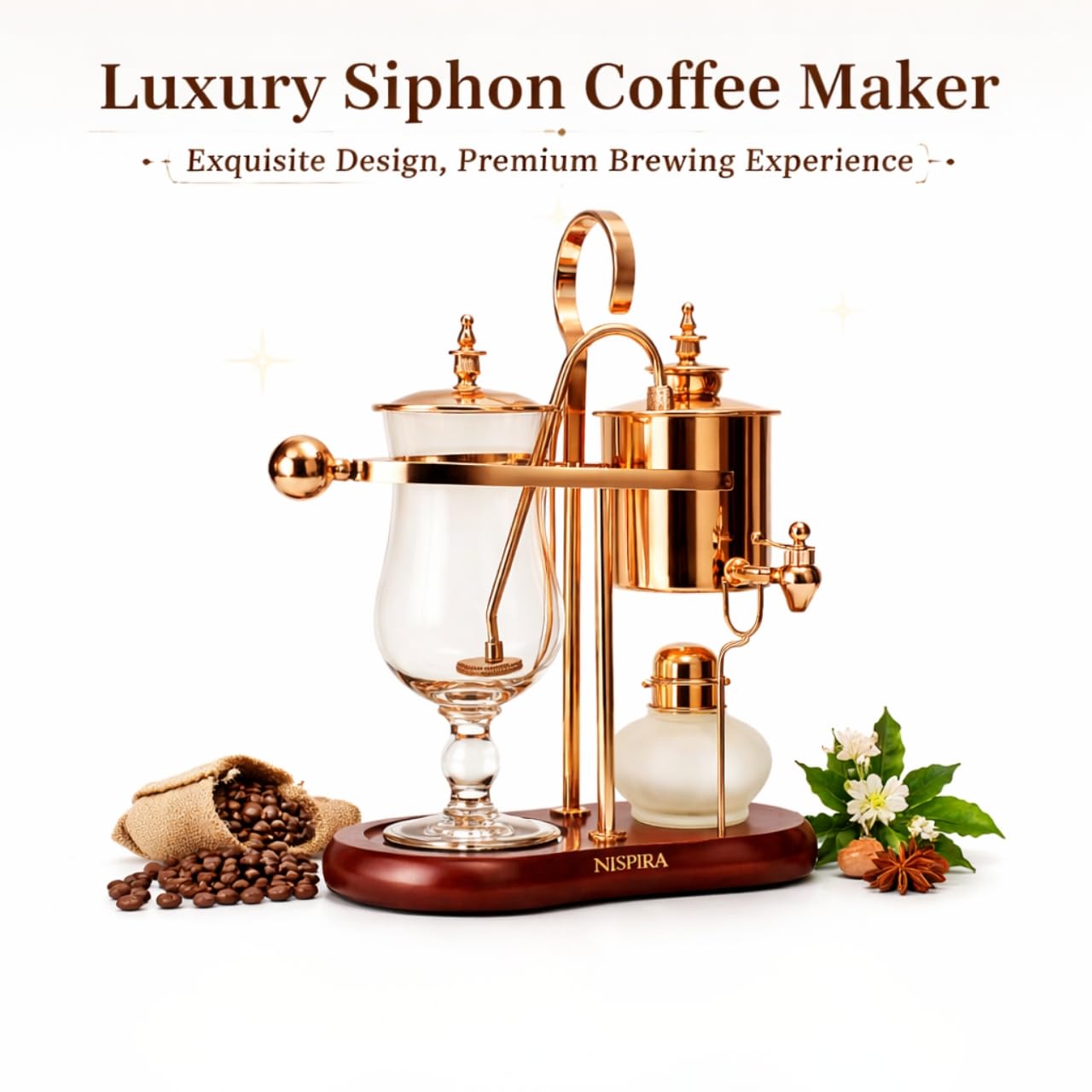 Nispira Belgium Royal Family Balance Syphon Unique Gravity Vintage Coffee Maker Vacuum Brewing
