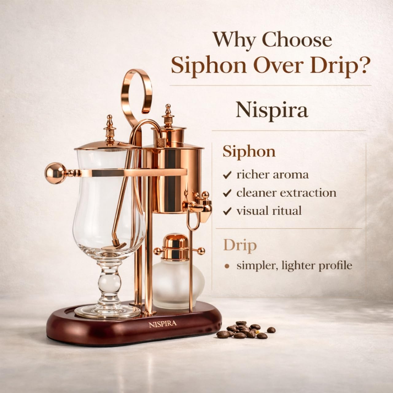 Nispira Belgium Royal Family Balance Syphon Unique Gravity Vintage Coffee Maker Vacuum Brewing