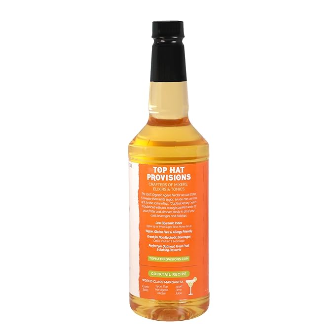 Top Hat Agave Nectar - Made with Organic Agave Nectar - Agave Syrup Sweetener for Cocktails