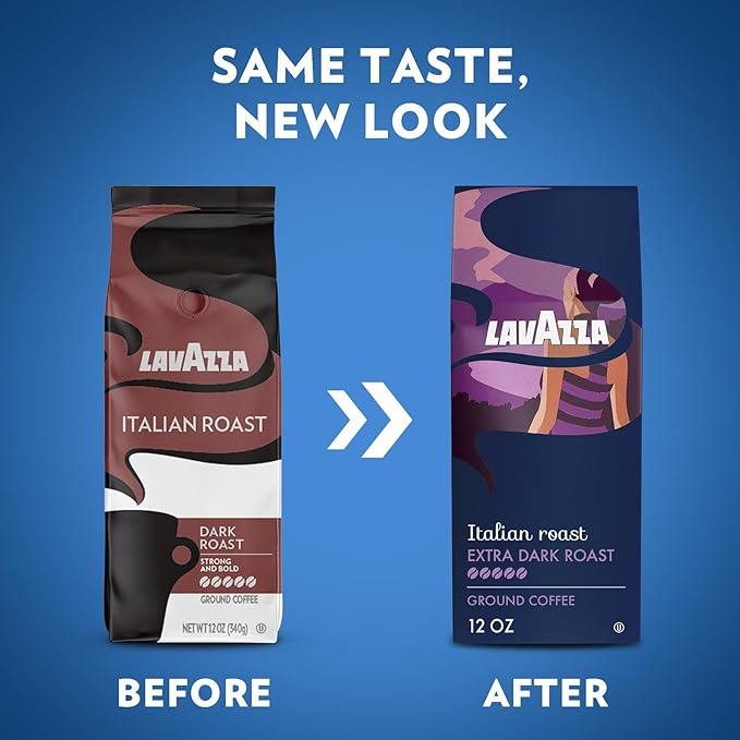 Lavazza Italian Roast Ground Coffee 6 Bags of 12oz, Dark Roast, Strong and Bold Taste, Intensity
