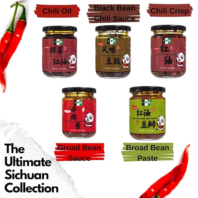NPG Sichuan Chili Crisp Oil 7 oz, Chili Crunch Sauce with Medium Hot for Noodle, Rice, Egg