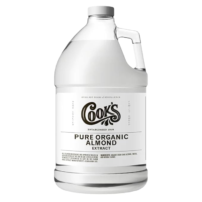 Cook's, Organic Pure Almond Extract, for Cookies, Cakes, Pastries, Allergen Free, 128 Ounces (1
