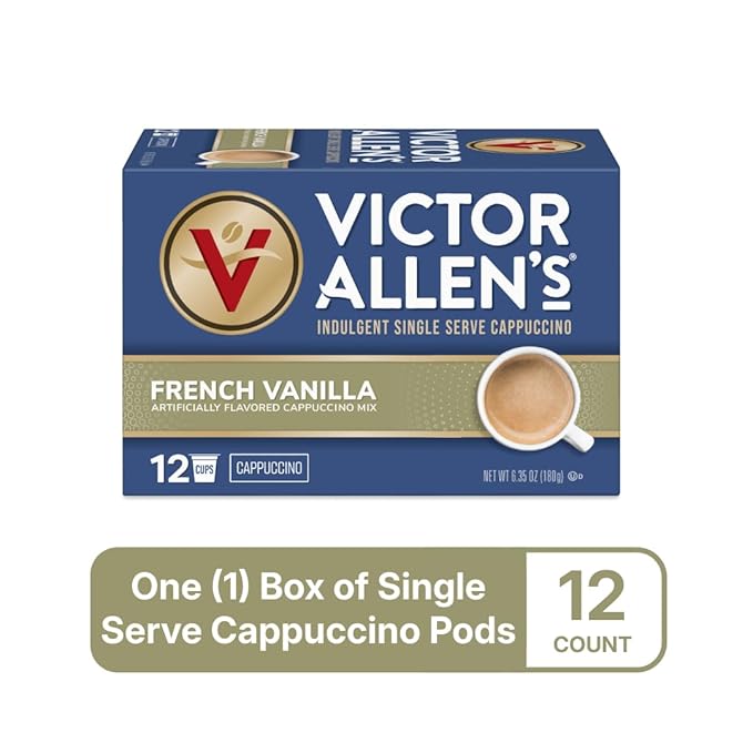 Victor Allen's Coffee French Vanilla Cappuccino, 12 Count, Single Serve Cappuccino Mix for Keurig
