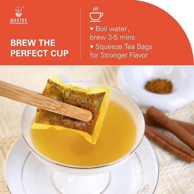 WT WEETEE Turmeric Ginger Cinnamon Tea Bags, Warm & Spicy Turmeric Ginger Herbal Blend Tea, Rich in