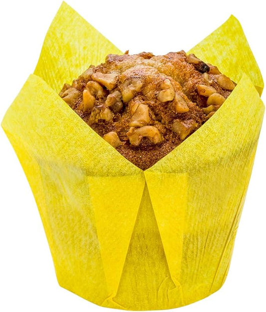 Restaurantware Panificio Premium 4 oz Yellow Paper Tulip Baking Cup: Paper Baking Cups Perfect for