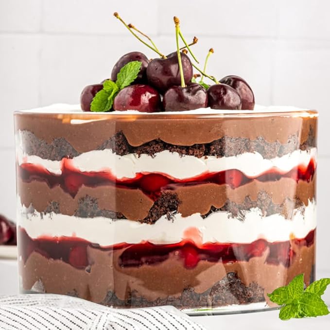 104oz Large Glass Trifle Bowl, Modern Design Clear Glass Round Dessert Centerpiece Serving Bowl for