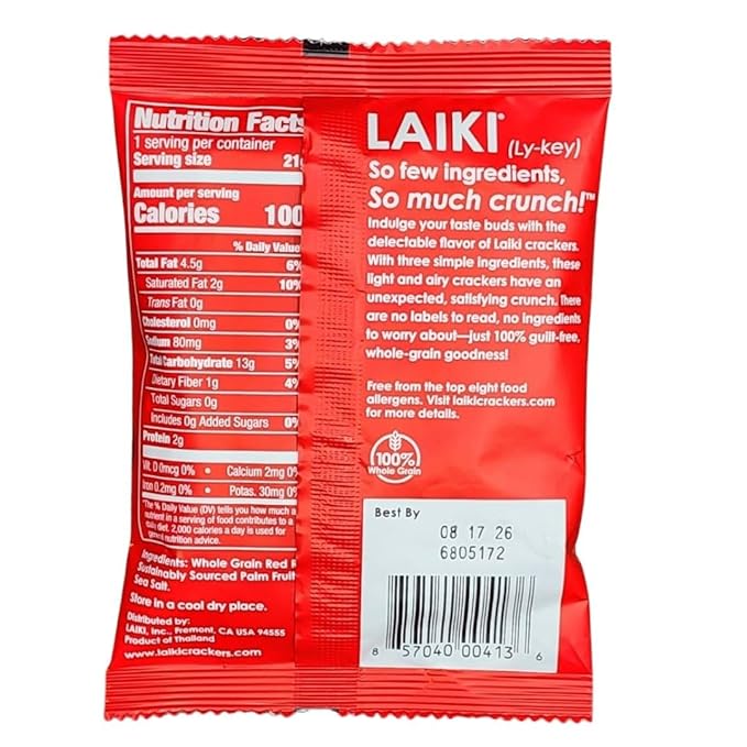 Gluten Free Rice Crackers - Red | Low Sodium Healthy Snack | Vegan SEED-OIL FREE Snack | NON-GMO |