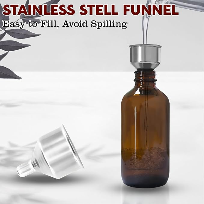 8 Pack 8 Ounce Amber Glass Bottle with Lids Vanilla Extract Homemade Brown Bottle 8 oz and 8 Pcs