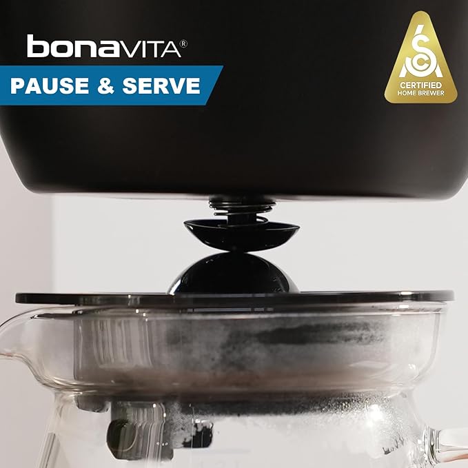 Bonavita Enthusiast 8 Cup Drip Coffee Brewer, Pour Over, SCA Certified Coffee Machine with Glass
