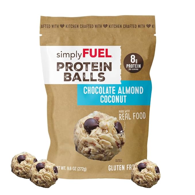 simplyFUEL Whole Food Protein Balls with Probiotics - Chocolate Almond Coconut Snacks - 8g Protein