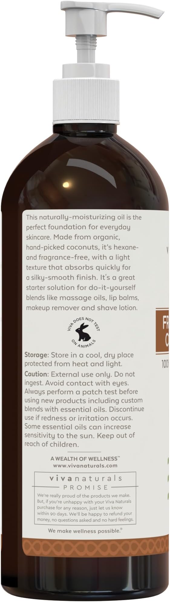 Viva Naturals Organic Fractionated Coconut Oil - Skin & Hair Moisturizer, Relaxing Massage and Body