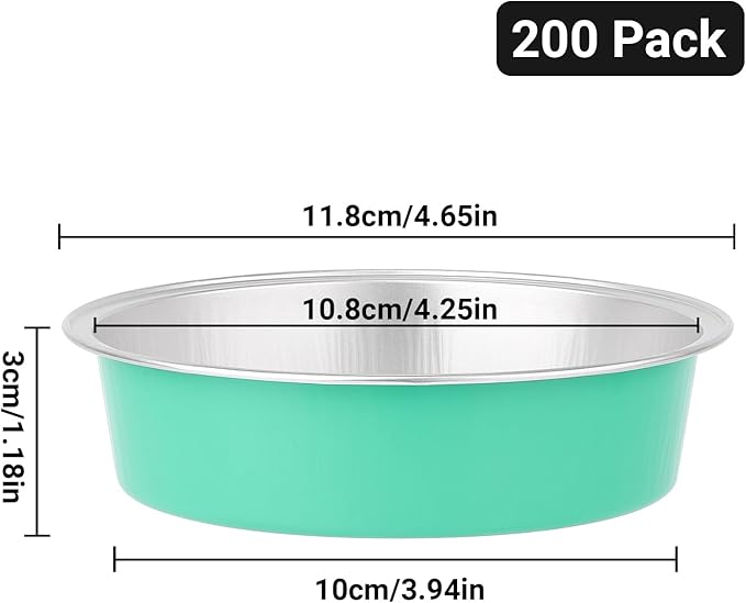 Beasea Disposable Baking Cups, 200 Pack 7.3oz 215ml Aluminum Ramekins Foil Baking Cups 4" Ramekin