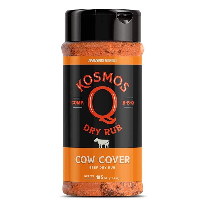 Kosmos Q Cow Cover BBQ Dry Rub, Smoky & Savory Beef Seasoning with Chili Pepper, Garlic, Onion &