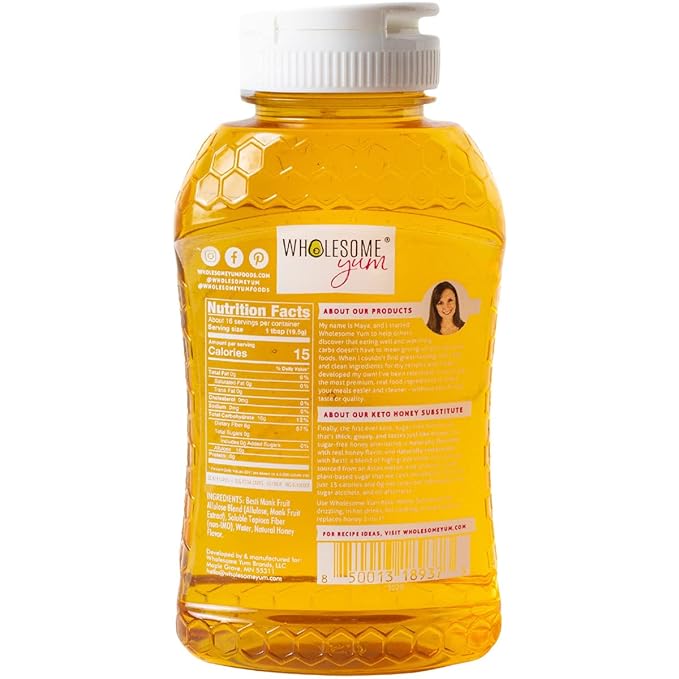 Wholesome Yum Zero Sugar Honey Substitute (Keto) - Natural Sugar Free Honey Alternative With Monk