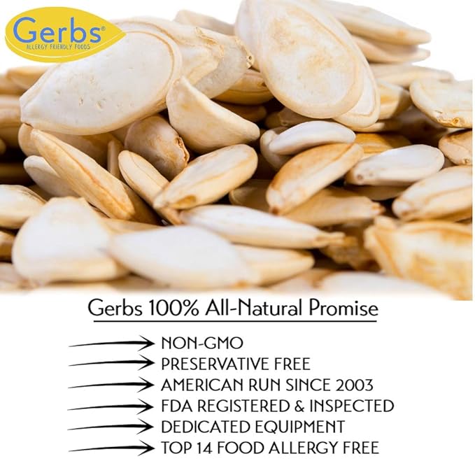 Lightly Sea Salted Pumpkin Seeds in Shell by Gerbs - 2 LBS - Top 11 Food Allergen Free & Non GMO