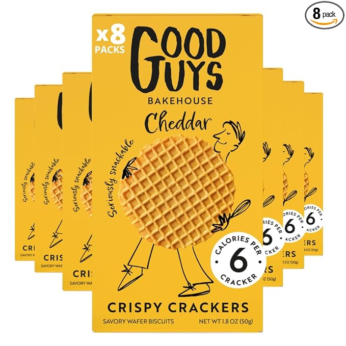 NEW! Good Guys Cheddar Crackers | Low Calorie Snacks |Tasty, Crispy, Healthy Cheese Crackers | 39