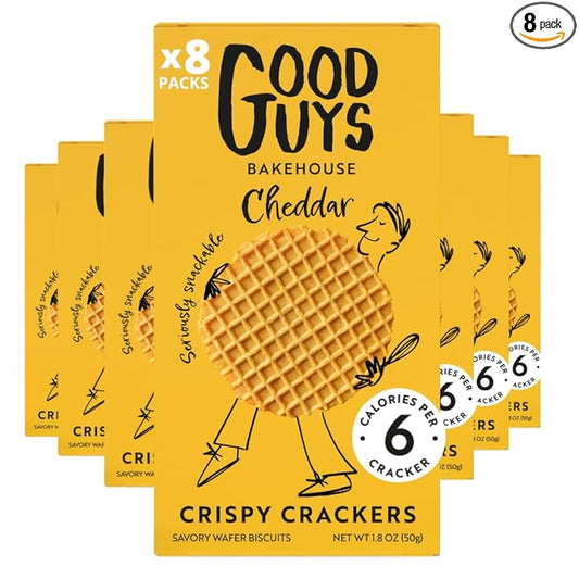 NEW! Good Guys Cheddar Crackers | Low Calorie Snacks |Tasty, Crispy, Healthy Cheese Crackers | 39