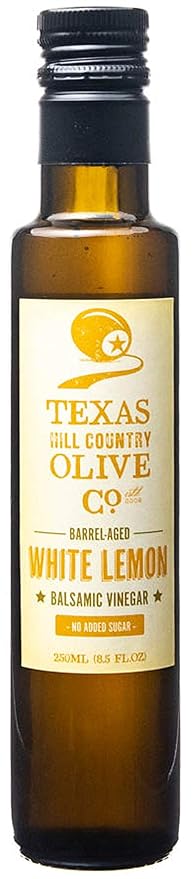 White Lemon Balsamic Vinegar - Gourmet Barrel Aged Infused Balsamic Vinegar - Great for Dressing