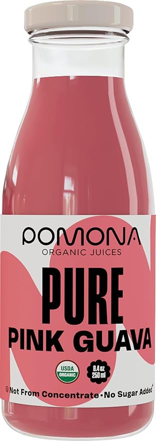 Pomona Organic Juices Pure Pink Guava Juice, 8.4 Ounce Bottle (Pack of 12), Cold Pressed Organic