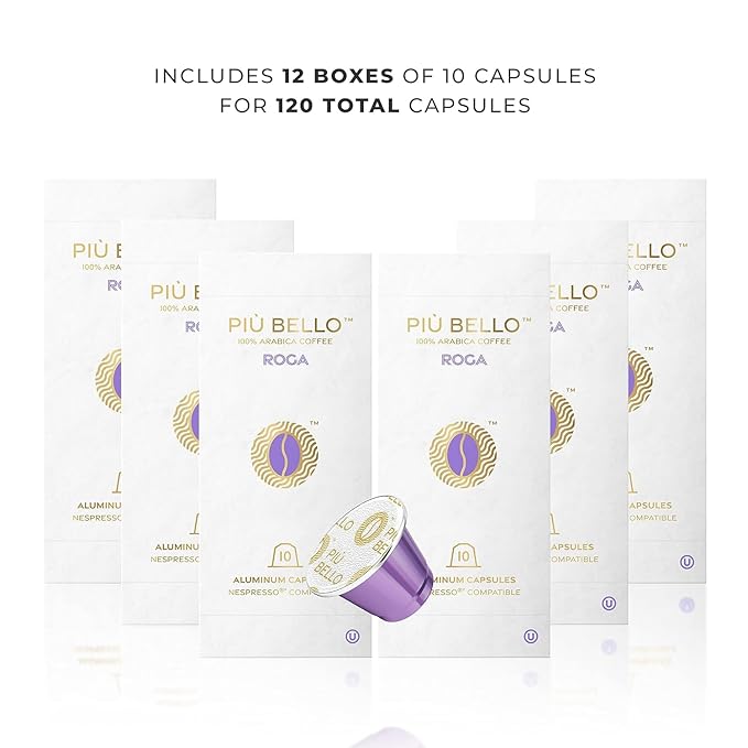 Piu Bello Coffee Pods - Nespresso Machine (Original) Compatible Capsules Pack - Rich & Balanced