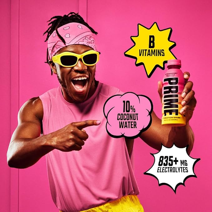 PRIME Hydration STRAWBERRY BANANA, Sports Drinks, Electrolyte Enhanced for Replenishing Fluids