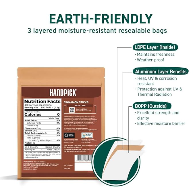 HANDPICK, Cinnamon Sticks (7 oz) 100% Raw, Non-GMO, Gluten-Free | Premium Quality | Resealable