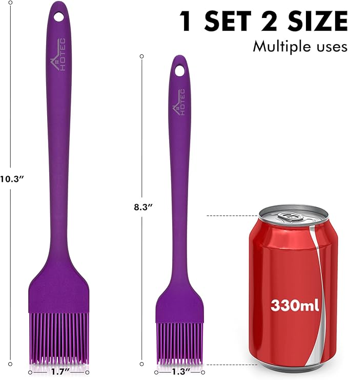 HOTEC Basting Brushes Silicone Heat Resistant Pastry Brushes Spread Oil Butter Sauce Marinades for