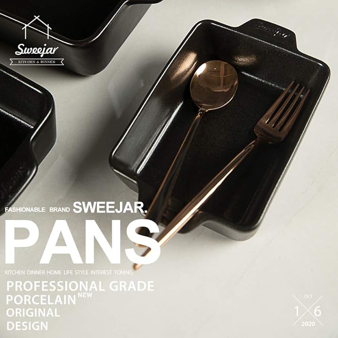 Sweejar Ceramic Bakeware Set, Rectangular Baking Dish for Oven Lasagna Pans for Cooking, Kitchen