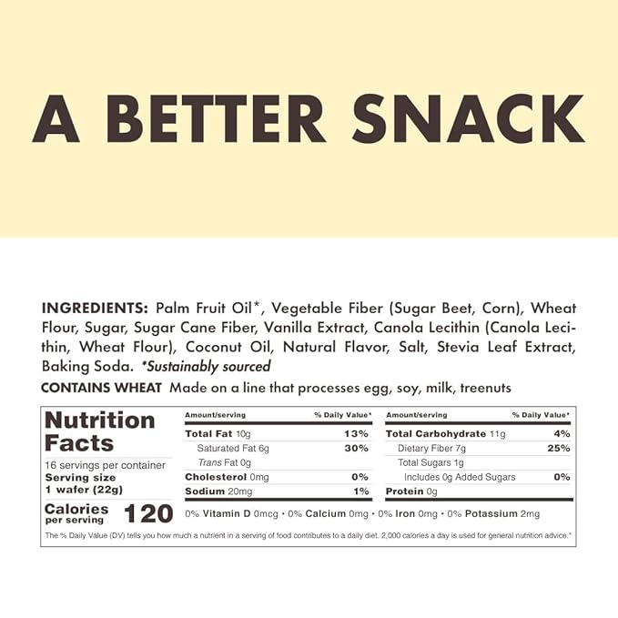 Rip Van Vanilla Keto Wafer Cookies, Healthy Vegan Snack, Non GMO, Low Carb, Low Sugar (1g), Low