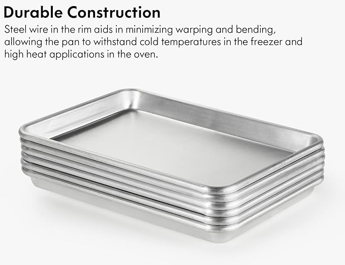 CURTA 6 Pack Aluminum Sheet Pan, NSF Listed 1/4 Quarter Size 13 x 10 inch Commercial Bakery Cake