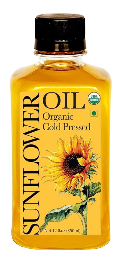 Daana Sunflower Oil: Certified USDA Organic, Extra Virgin, Cold Pressed, High Oleic, Non-GMO.