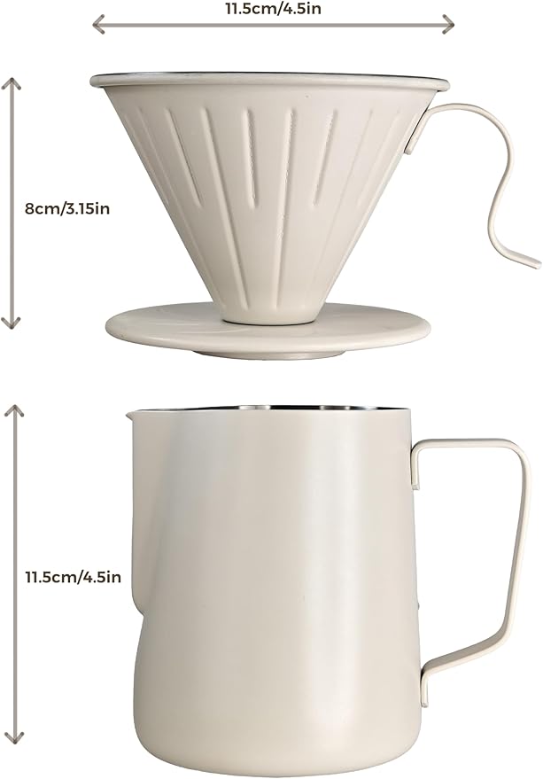 AGOGO Compact Portable Pour Over Coffee Maker Set - Easy Cleaning 304 Stainless Steel Dripper Set