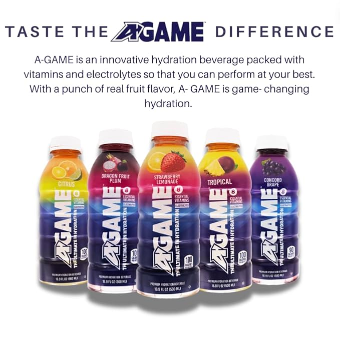 A-GAME Sports Drink, Dragon Fruit Plum, The Ultimate Hydration Sports Beverage for Athletes, 8